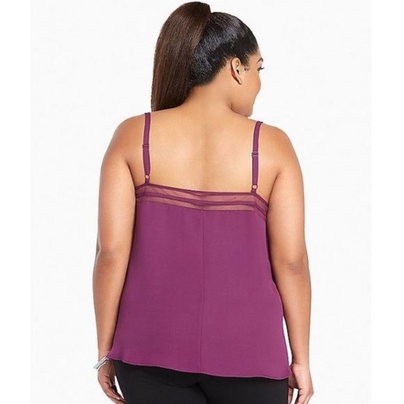 Torrid Purple Georgette Mesh Insert Cami Size 0 Large NWT - Picture 2 of 9